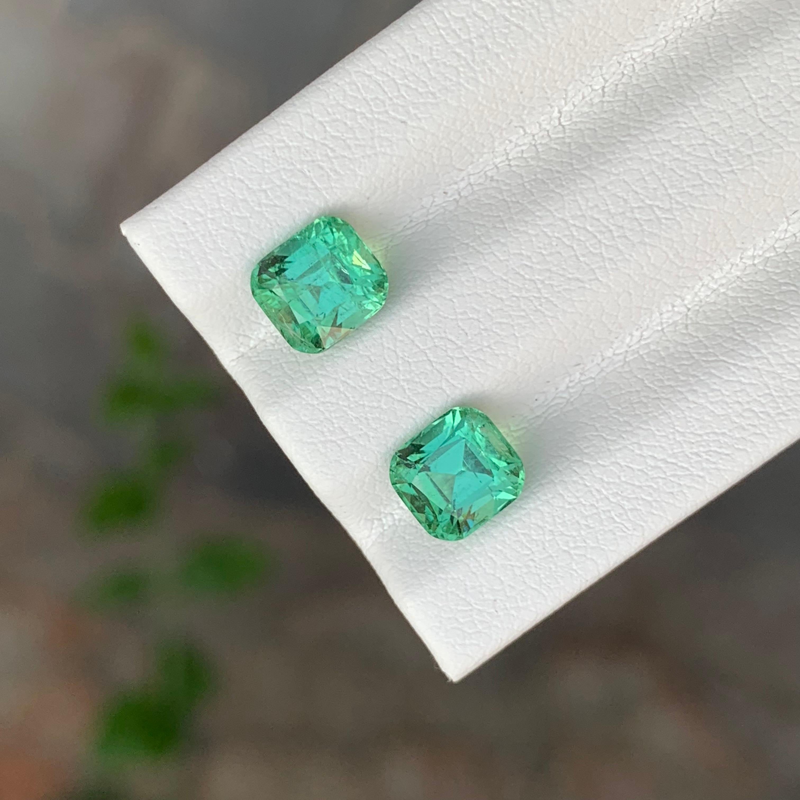Paire de tourmalines naturelles non serties de 2,55 carats de forme coussin pour boucles d'oreilles en vente 4