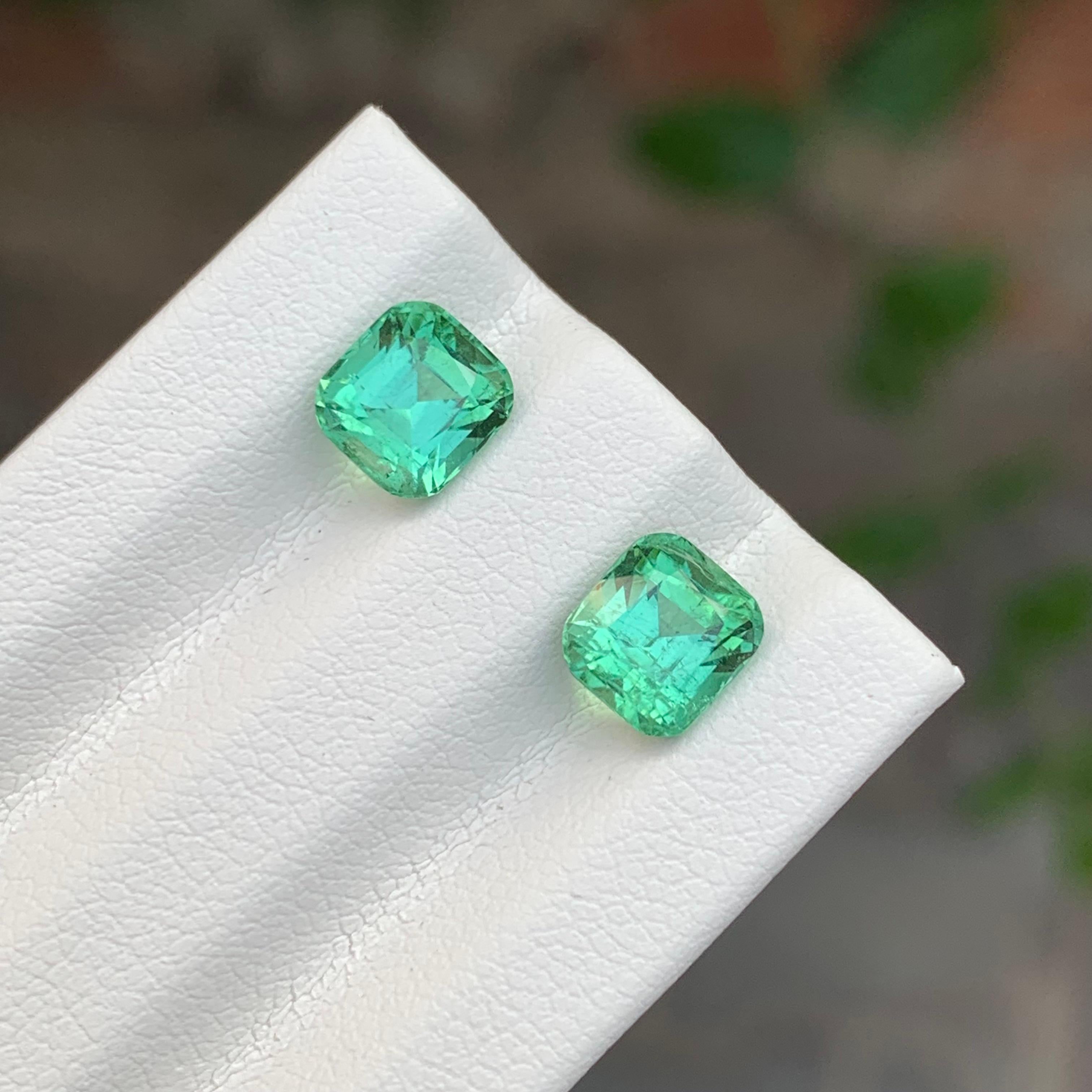 Arts and Crafts Paire de tourmalines naturelles non serties de 2,55 carats de forme coussin pour boucles d'oreilles en vente