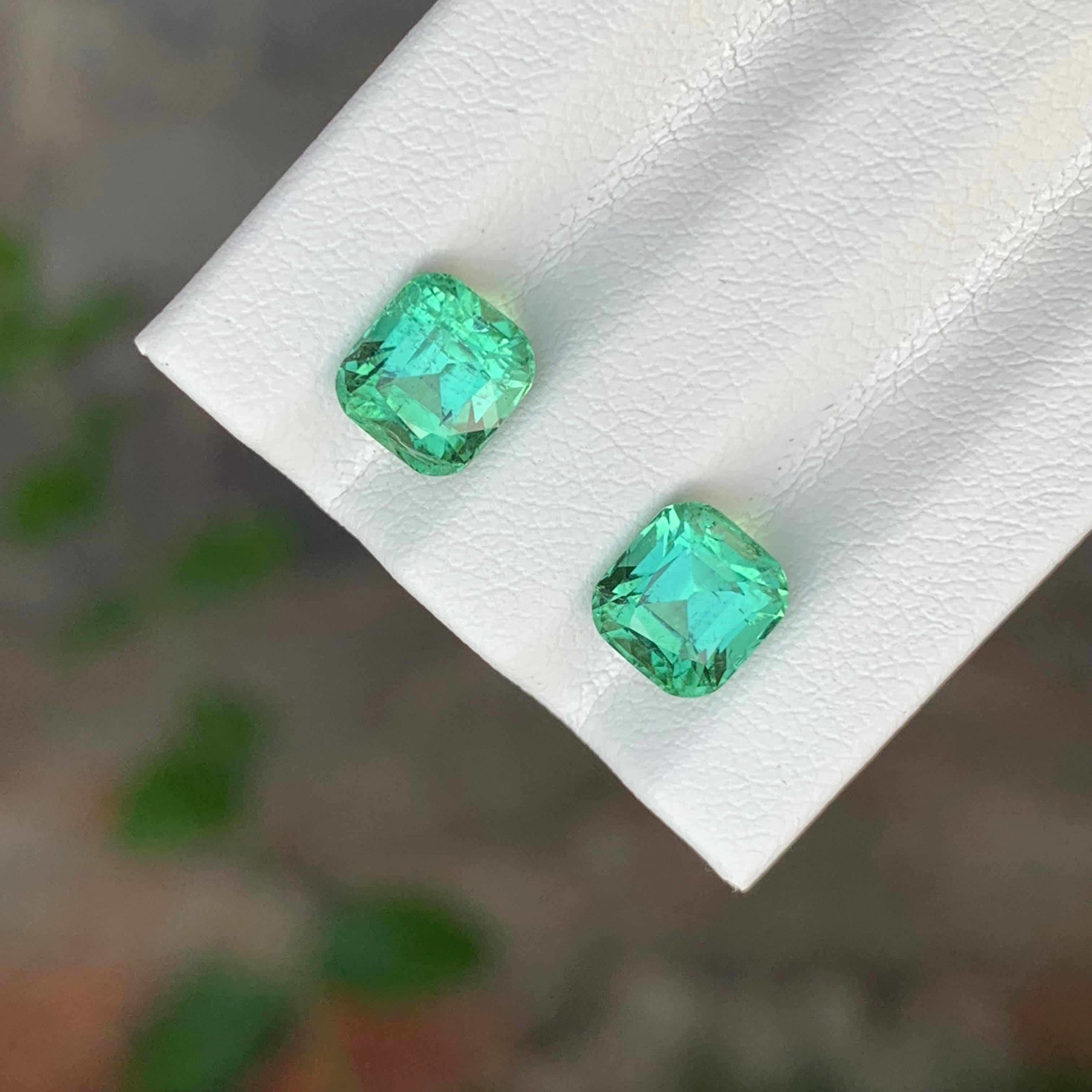 Paire de tourmalines naturelles non serties de 2,55 carats de forme coussin pour boucles d'oreilles Unisexe en vente