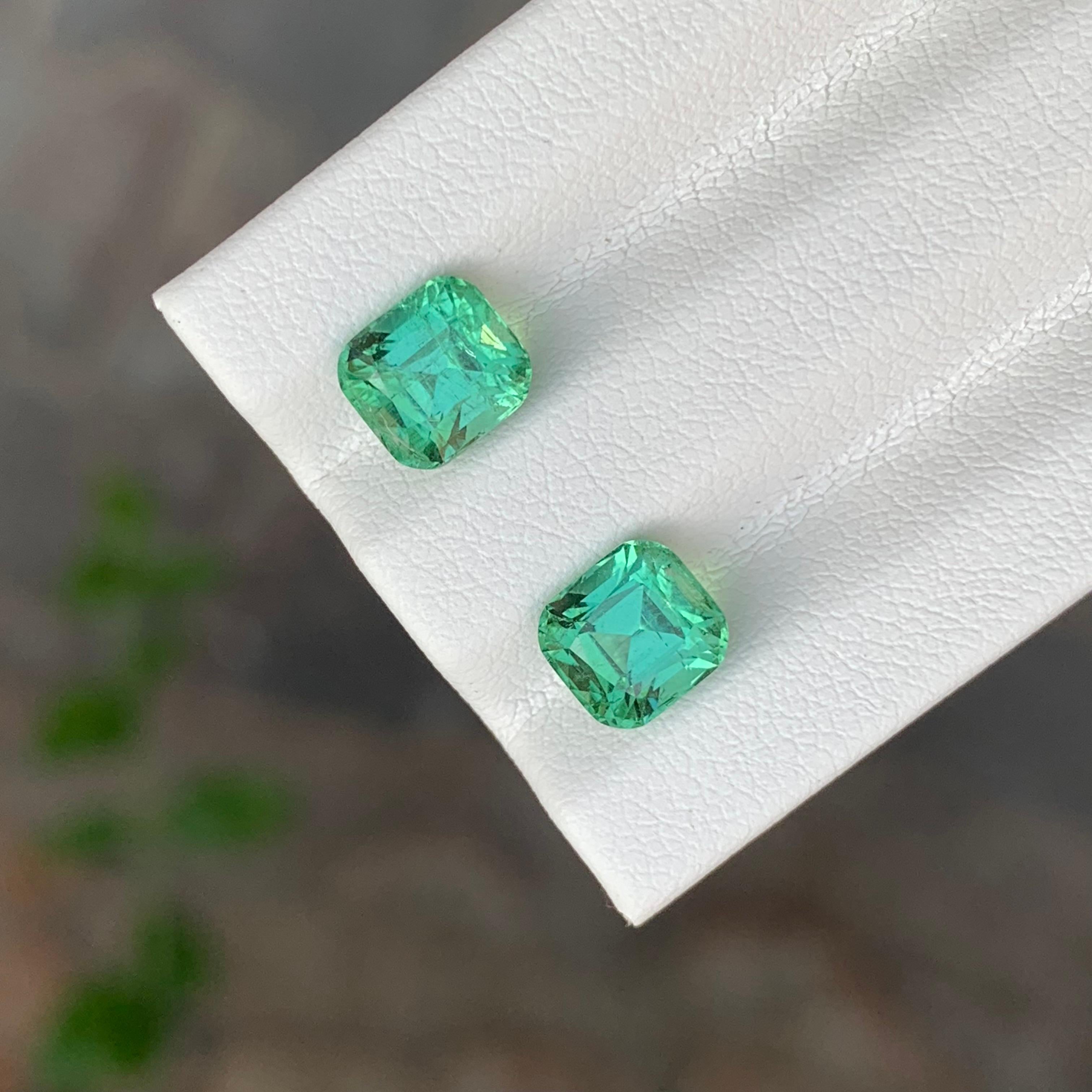 Paire de tourmalines naturelles non serties de 2,55 carats de forme coussin pour boucles d'oreilles en vente 3