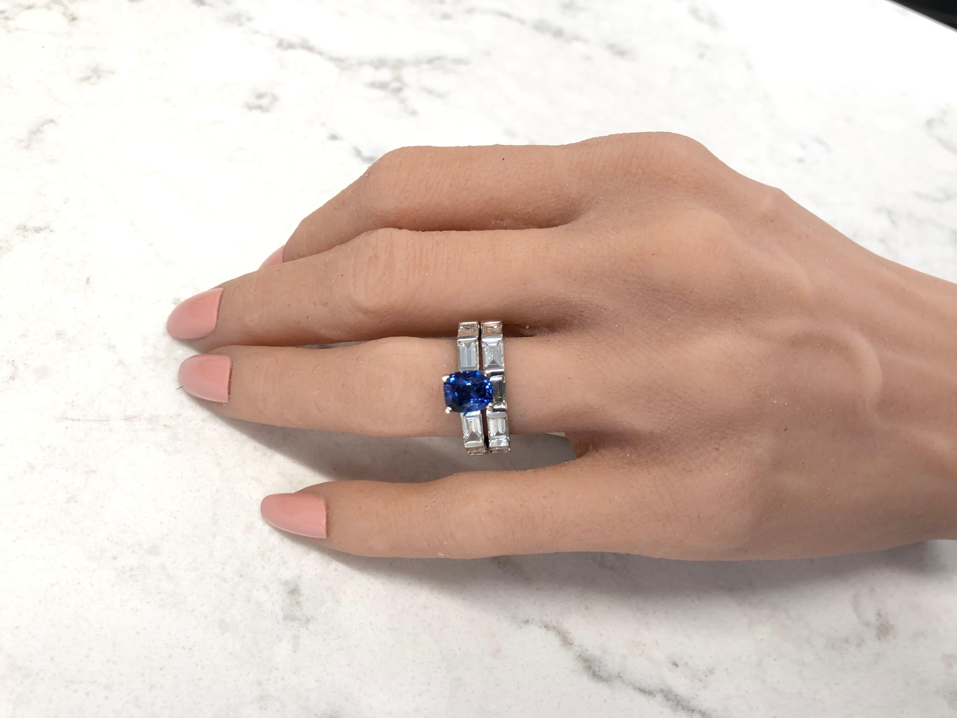 AGL Certified  2.55 Carat Natural Sapphire & Diamond Ring Set in Platinum 1