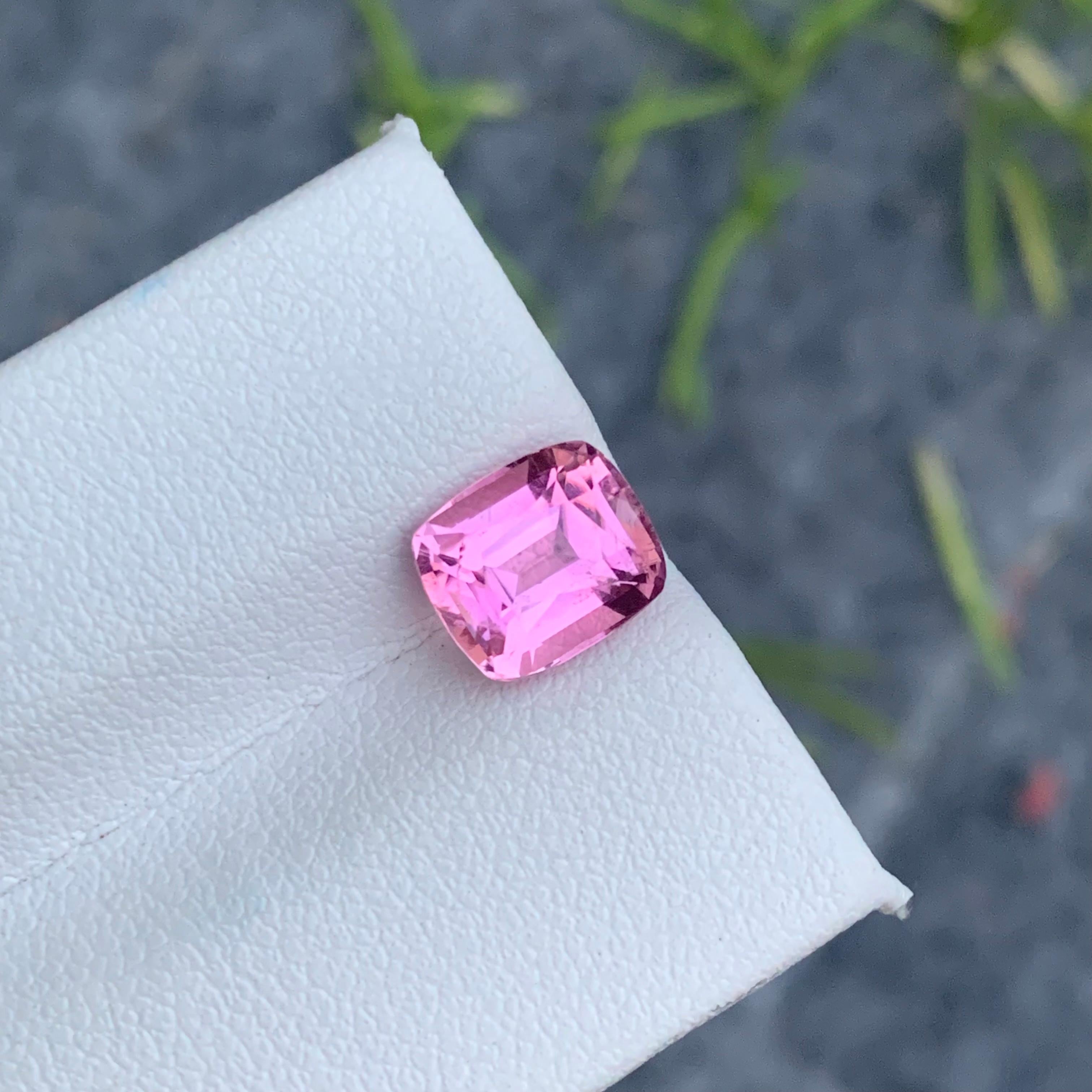 2.55 Carat Natural Soft Baby Pink Tourmaline Cushion Shape from Afghan Mine For Sale 4