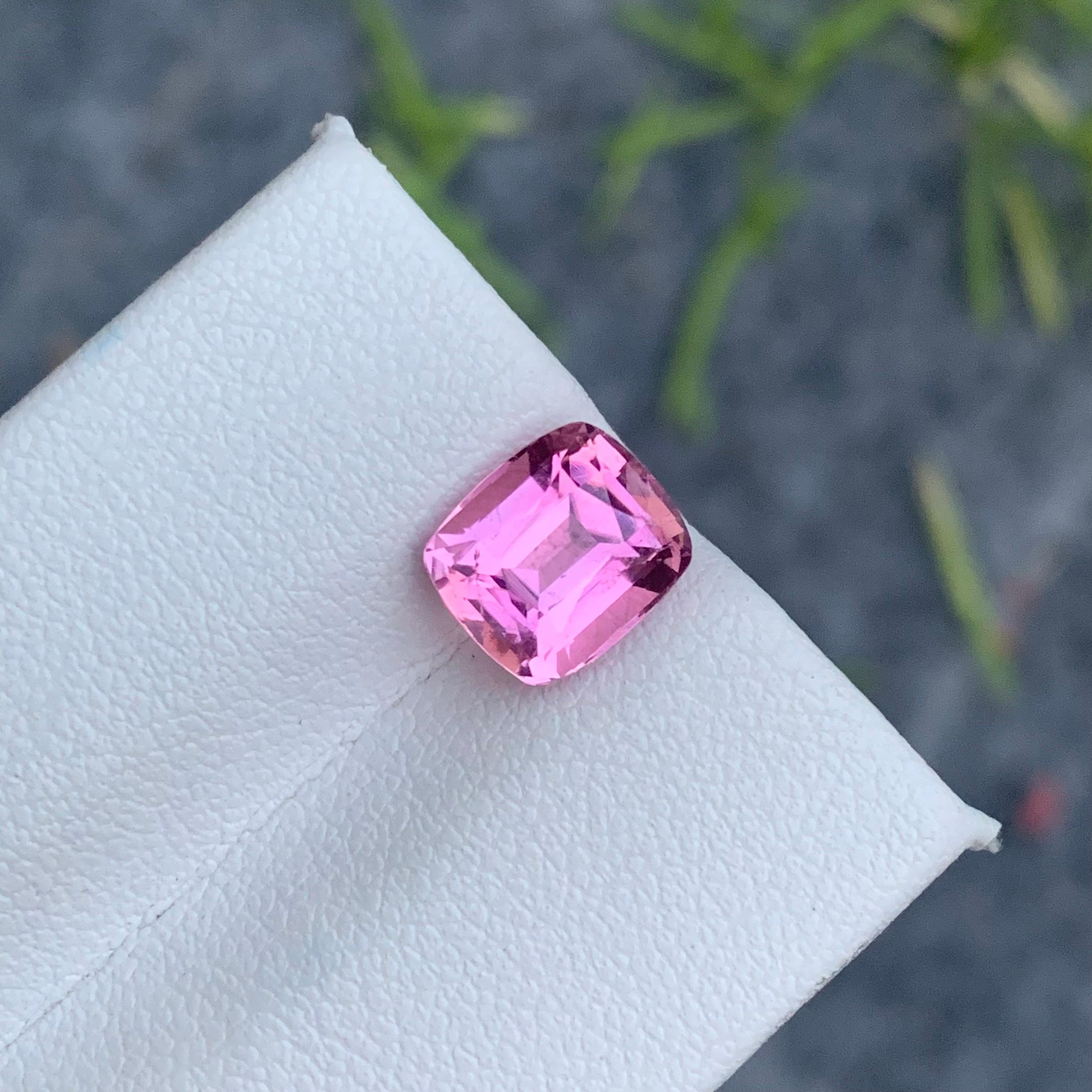 2.55 Carat Natural Soft Baby Pink Tourmaline Cushion Shape from Afghan Mine For Sale 5