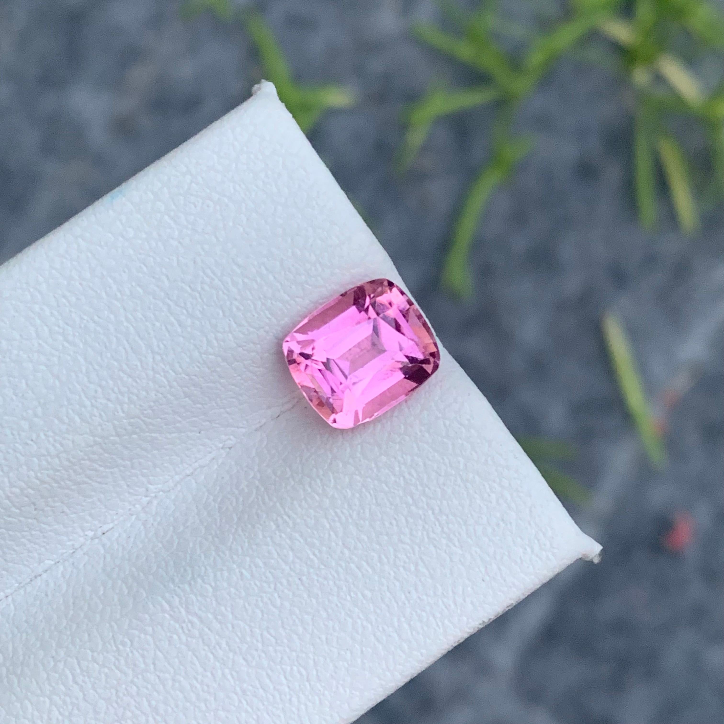 2.55 Carat Natural Soft Baby Pink Tourmaline Cushion Shape from Afghan Mine For Sale 7