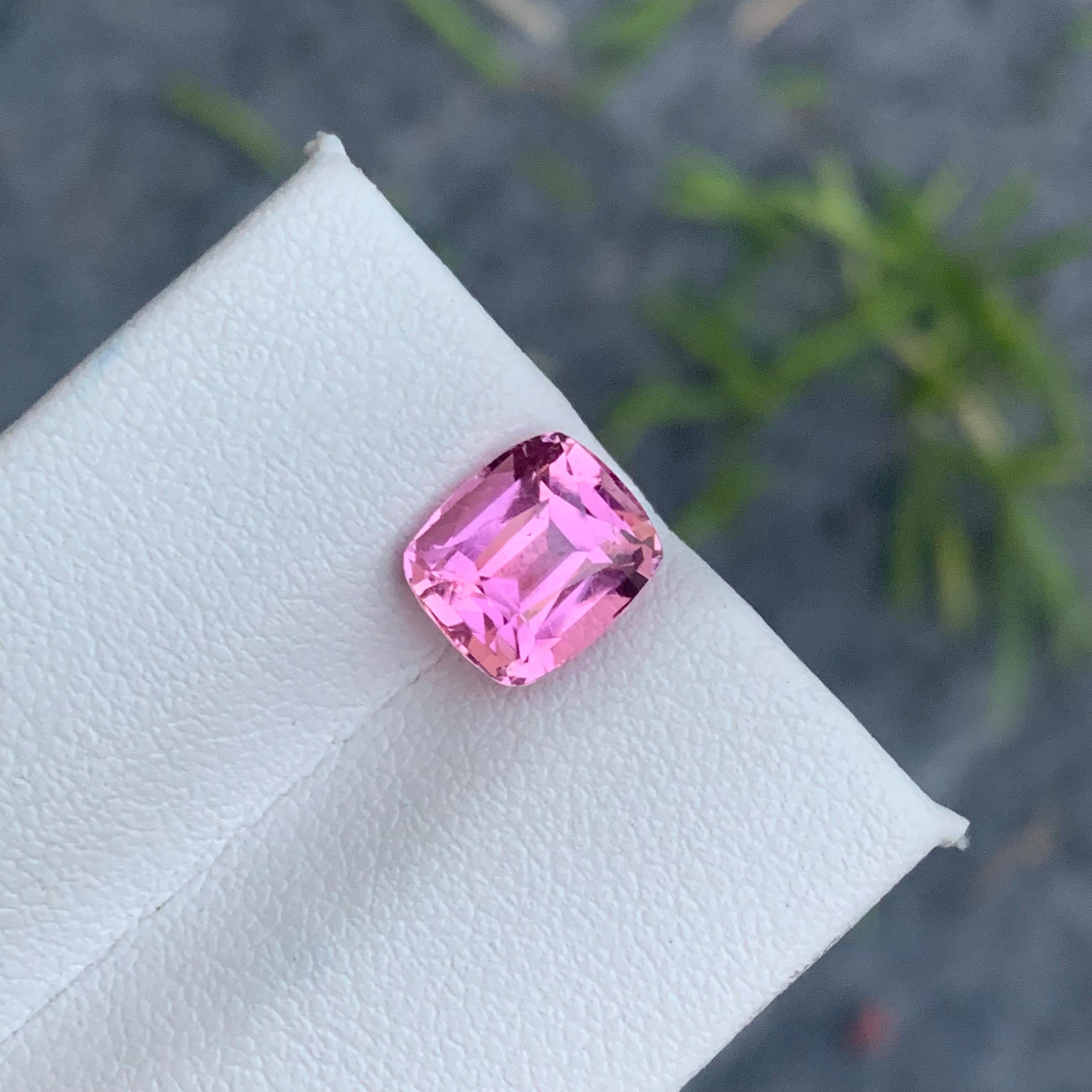 2.55 Carat Natural Soft Baby Pink Tourmaline Cushion Shape from Afghan Mine For Sale 11