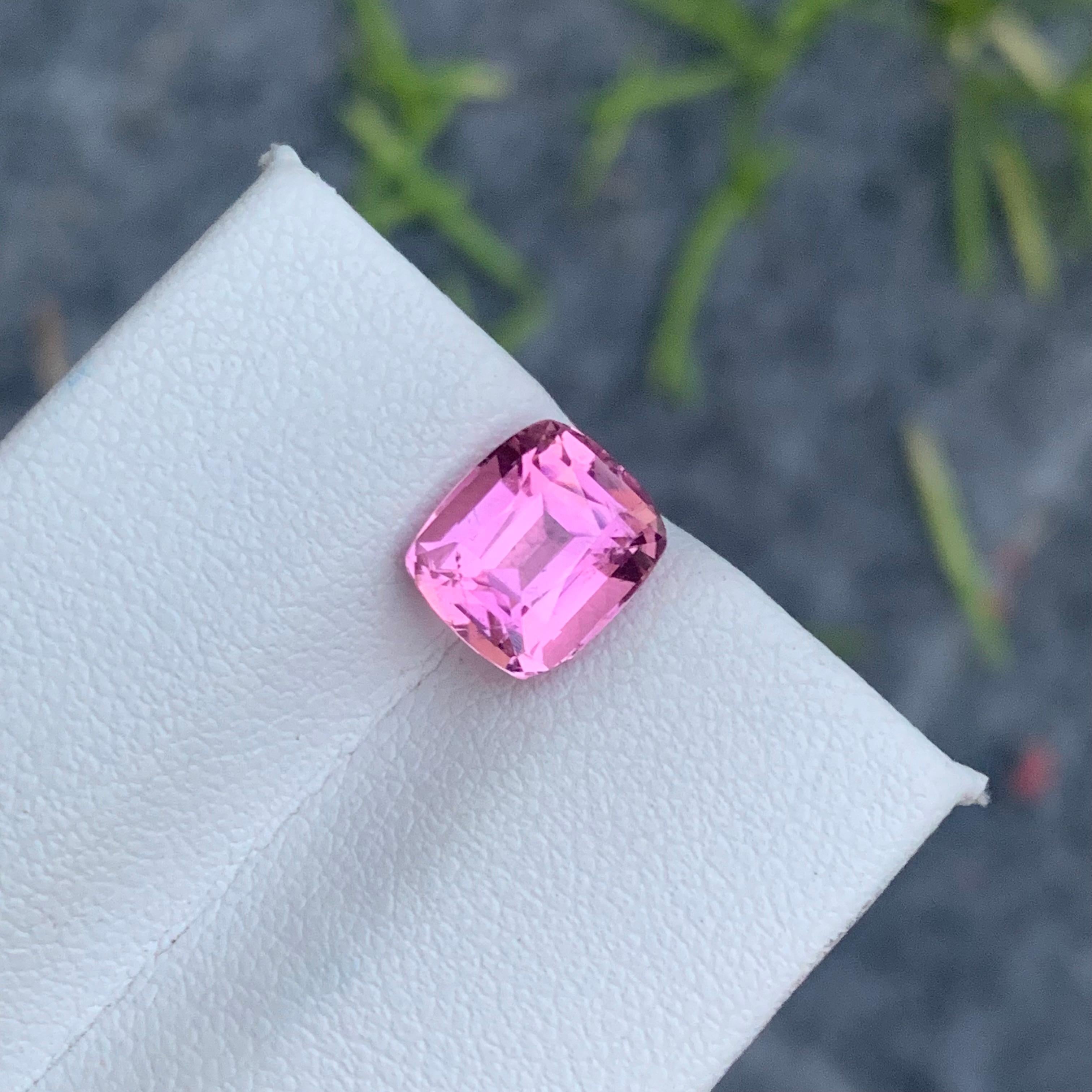 2.55 Carat Natural Soft Baby Pink Tourmaline Cushion Shape from Afghan Mine For Sale 1