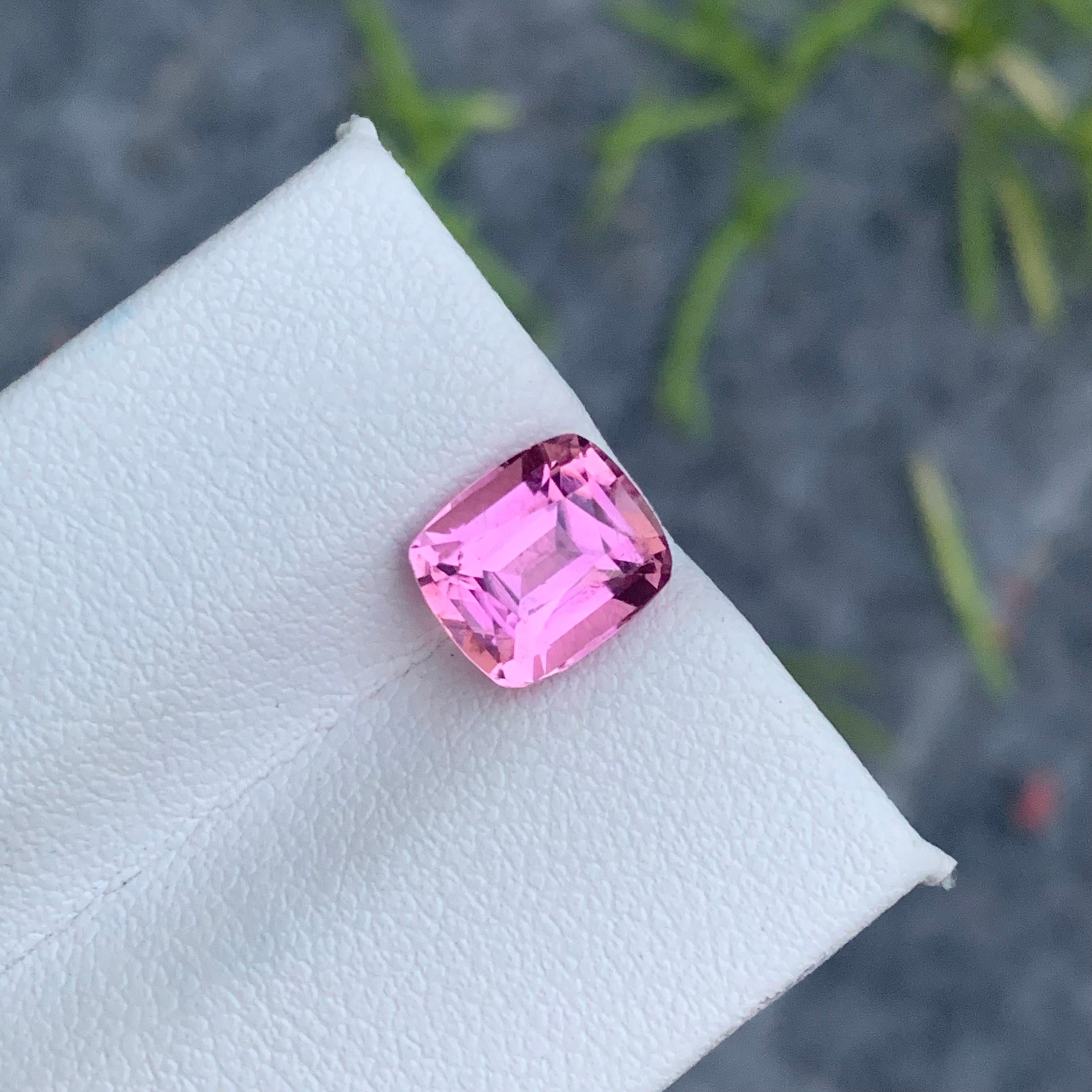 2.55 Carat Natural Soft Baby Pink Tourmaline Cushion Shape from Afghan Mine For Sale 3