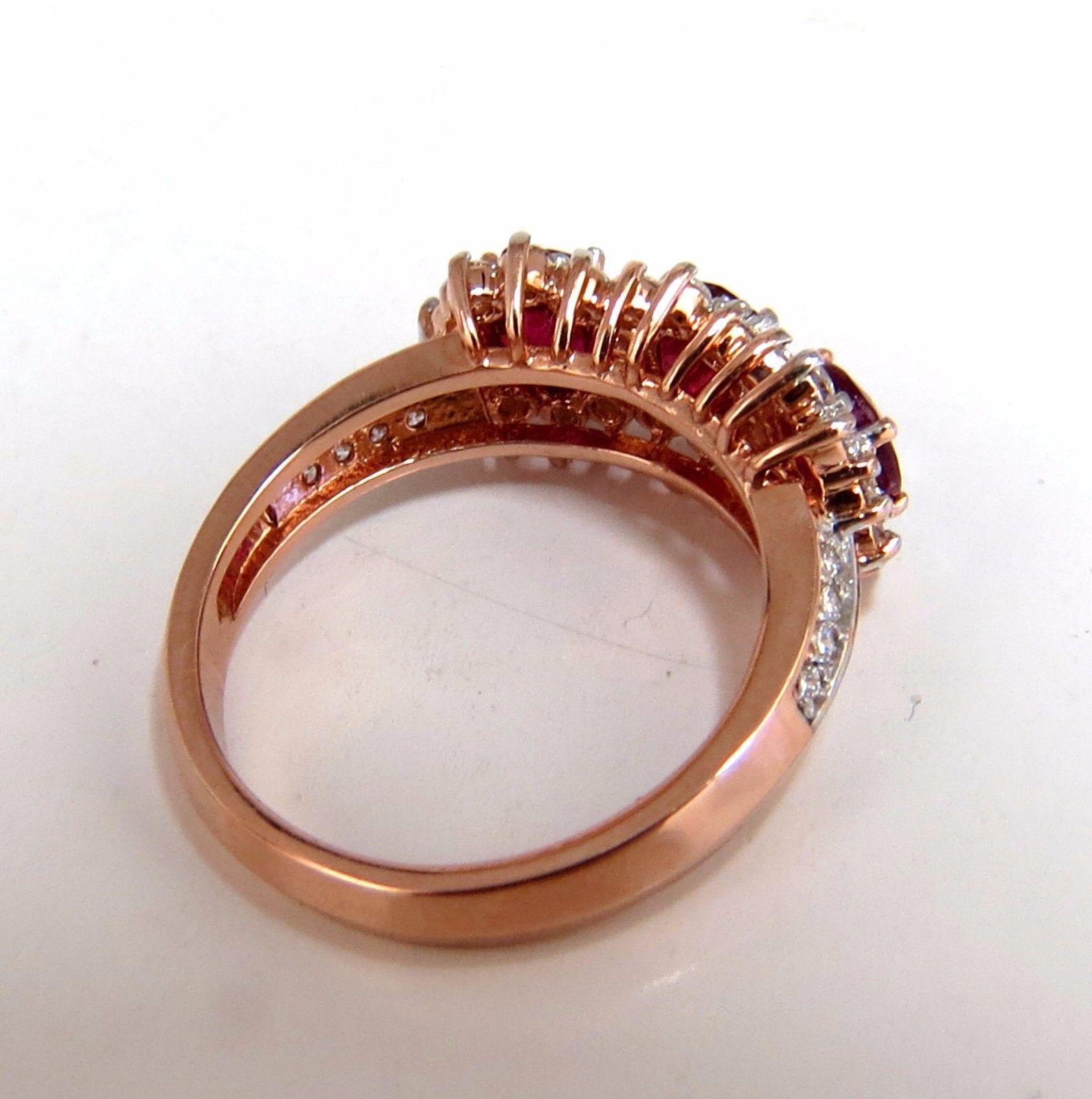 2.55 Carat Natural Vivid Red Ruby Diamonds Ring 14 Karat Three-Stone Halo Class 1