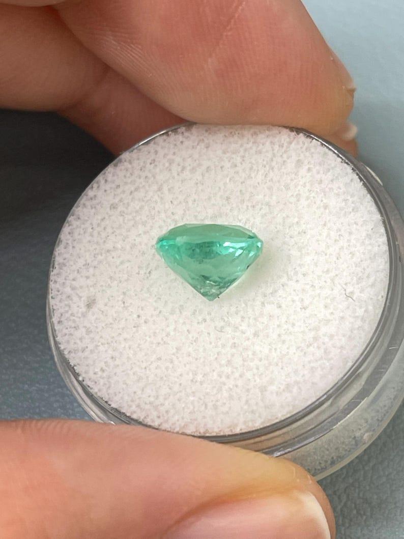 2.55 Carat Pastel Green Colombian Emerald - Cushion Cut Genuine Gem May For Sale 1