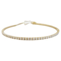 2.55 Carat Round Brilliant Cut Diamond Tennis Bracelet 14 Karat Yellow Gold