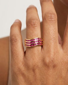 2.55 Carat Ruby Cocktail Ring Natural Mozambique Ruby 14K Gold Cocktail Band