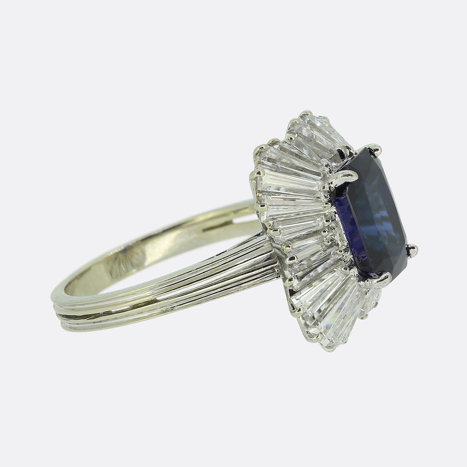 2,55 Karat Saphir und Diamant Ballerina-Ring (Art déco) im Angebot