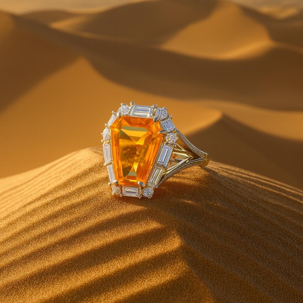 Bague en platine de 2,55 carats avec saphir jaune taillé en bouclier et diamant Pour femmes en vente