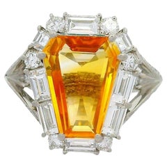 2,55 Karat Schildschliff Gelber Saphir Diamant Platin Ring