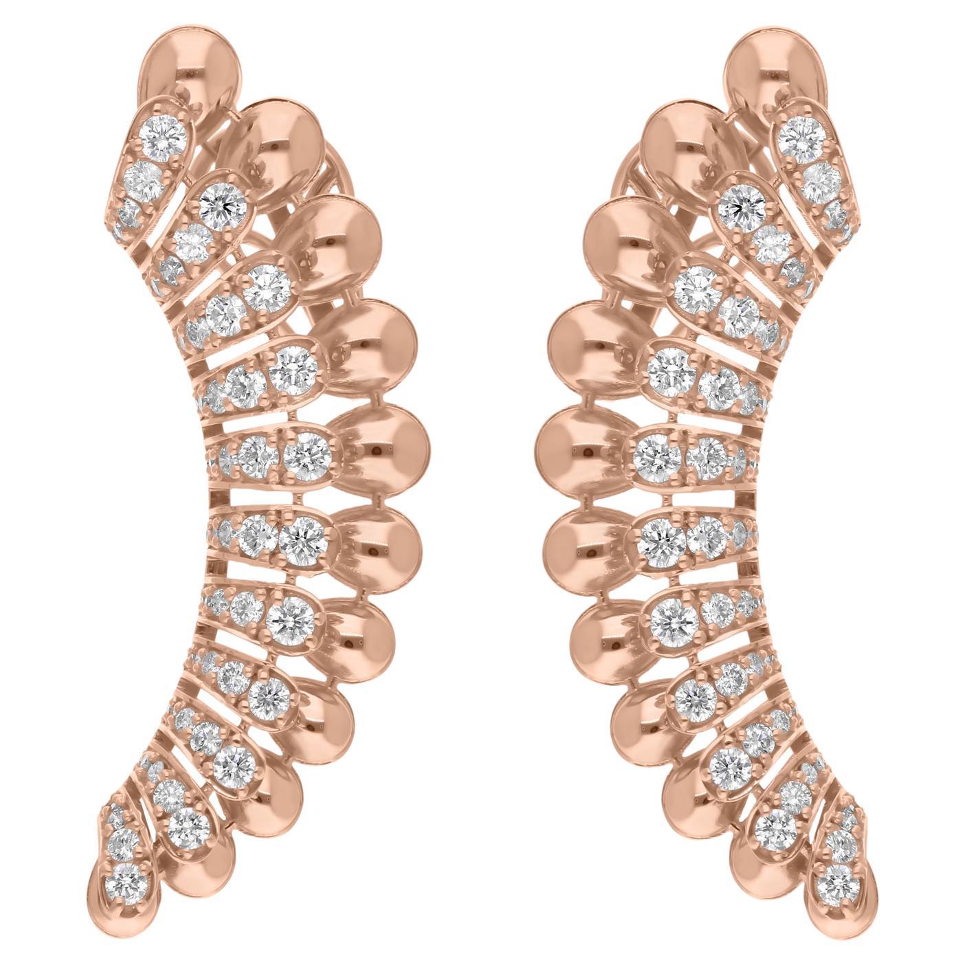 2.55 Carat SI Clarity H Color Diamond 18k Rose Gold Wing Design Dangle Earsings