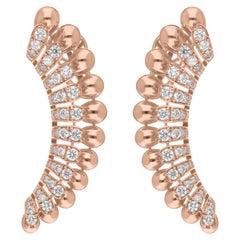 2.55 Carat SI Clarity H Color Diamond 18k Rose Gold Wing Design Dangle Earrings