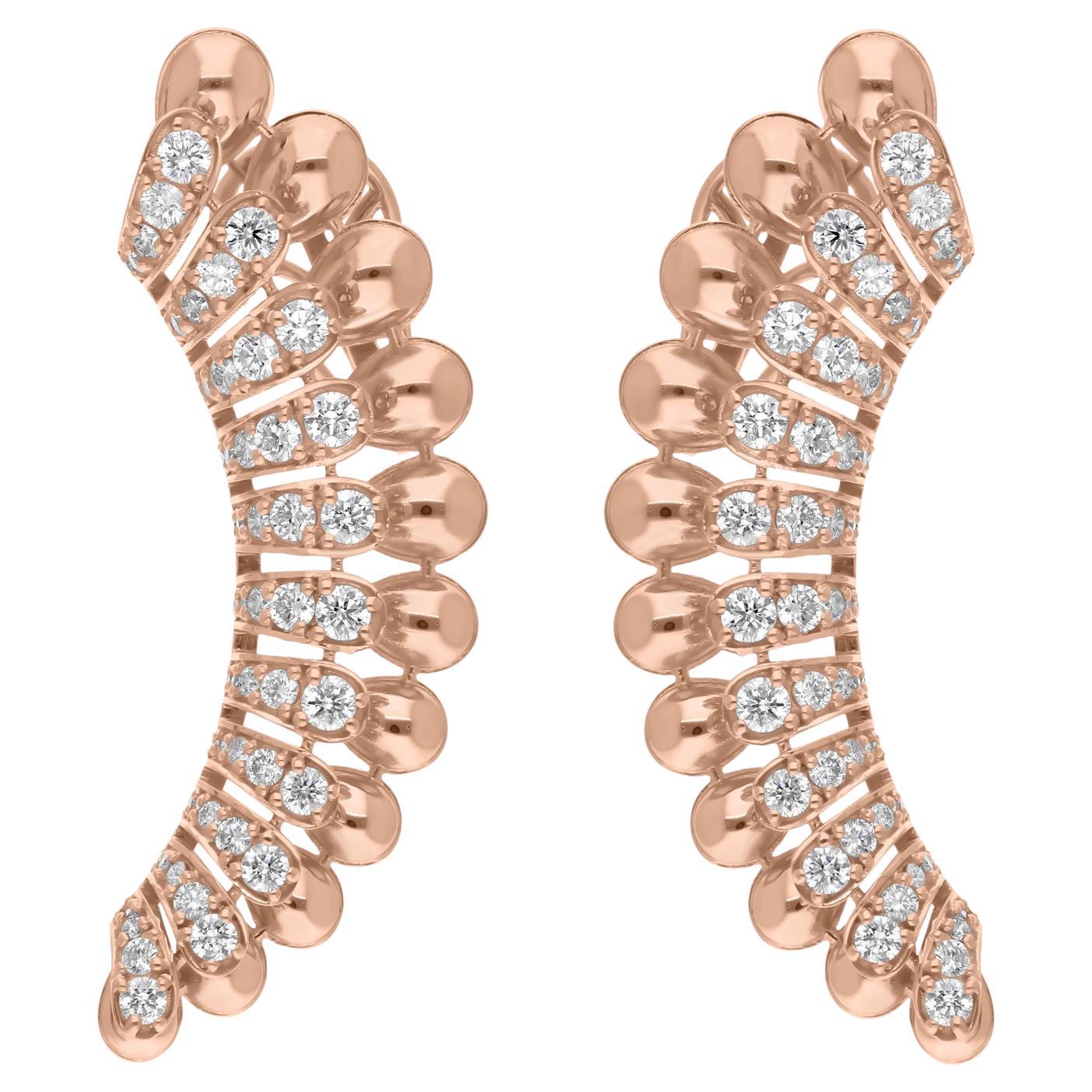 2.55 Carat SI Clarity H Color Diamond 18k Rose Gold Wing Design Dangle Earrings