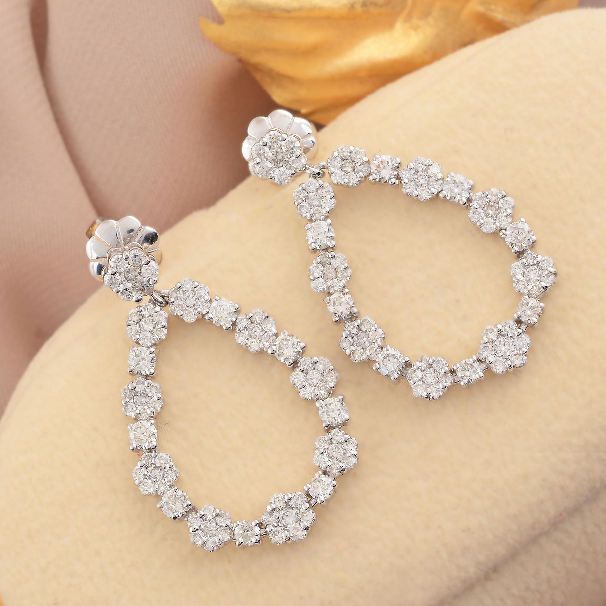 2,55 Karat SI Reinheit HI Farbe Diamant-Ohrringe 14k Weißgold Schmuck (Rundschliff) im Angebot