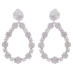 2.55 Carat SI Clarity HI Color Diamond Dangle Earrings 14k White Gold Jewelry