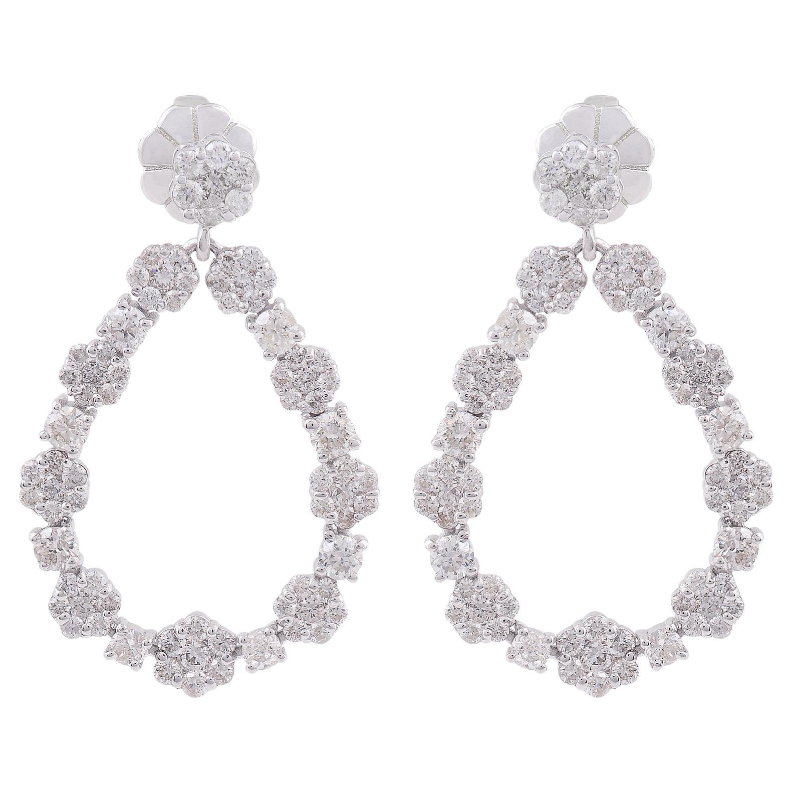 Pendientes colgantes de diamantes de 2,55 quilates con claridad SI y color HI Joyas de oro blanco de 14k