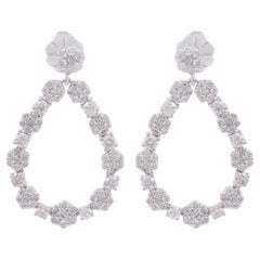 2,55 Carati SI Chiarezza HI Colore Orecchini con diamanti pendenti in oro bianco 14k Gioielli