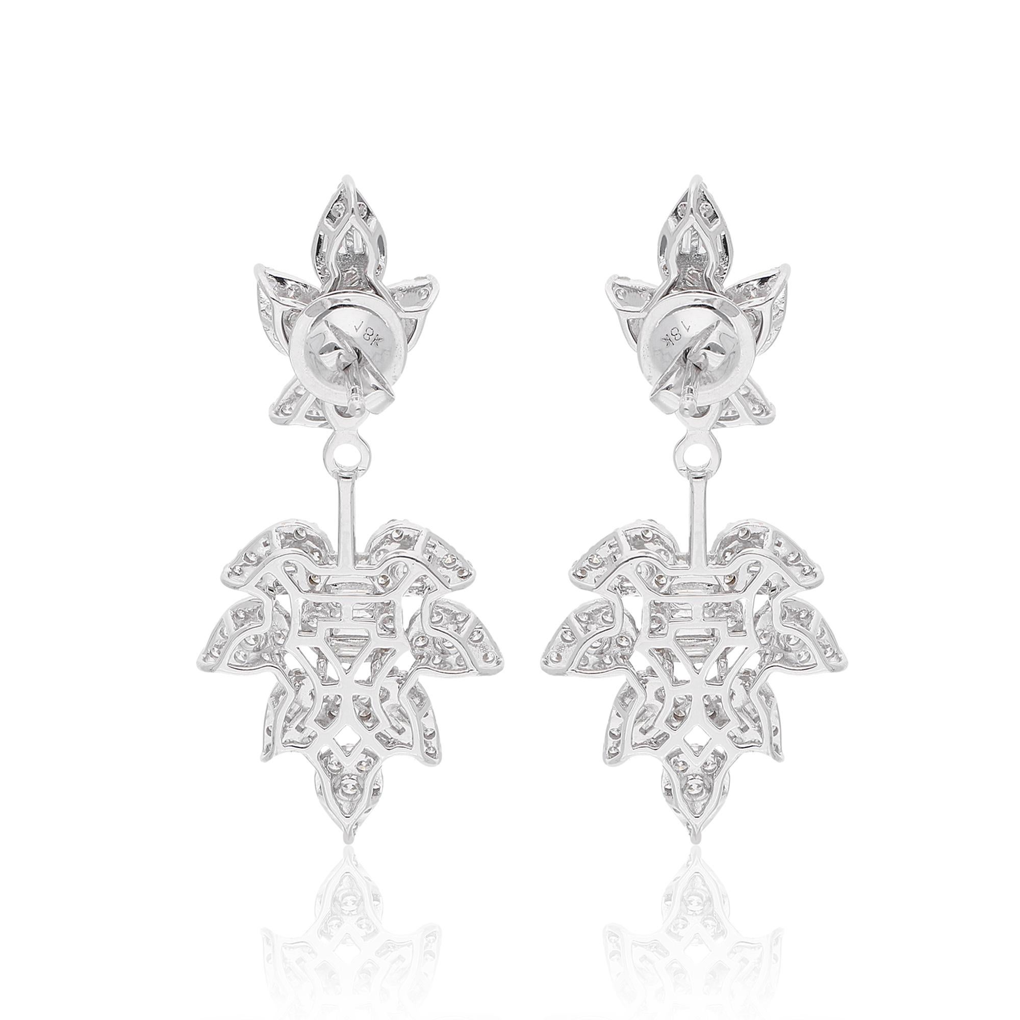 2.55 Carat SI Clarity HI Color Diamond Leaf Jacket Earrings 18 Karat White Gold In New Condition For Sale In Diera, Dubai