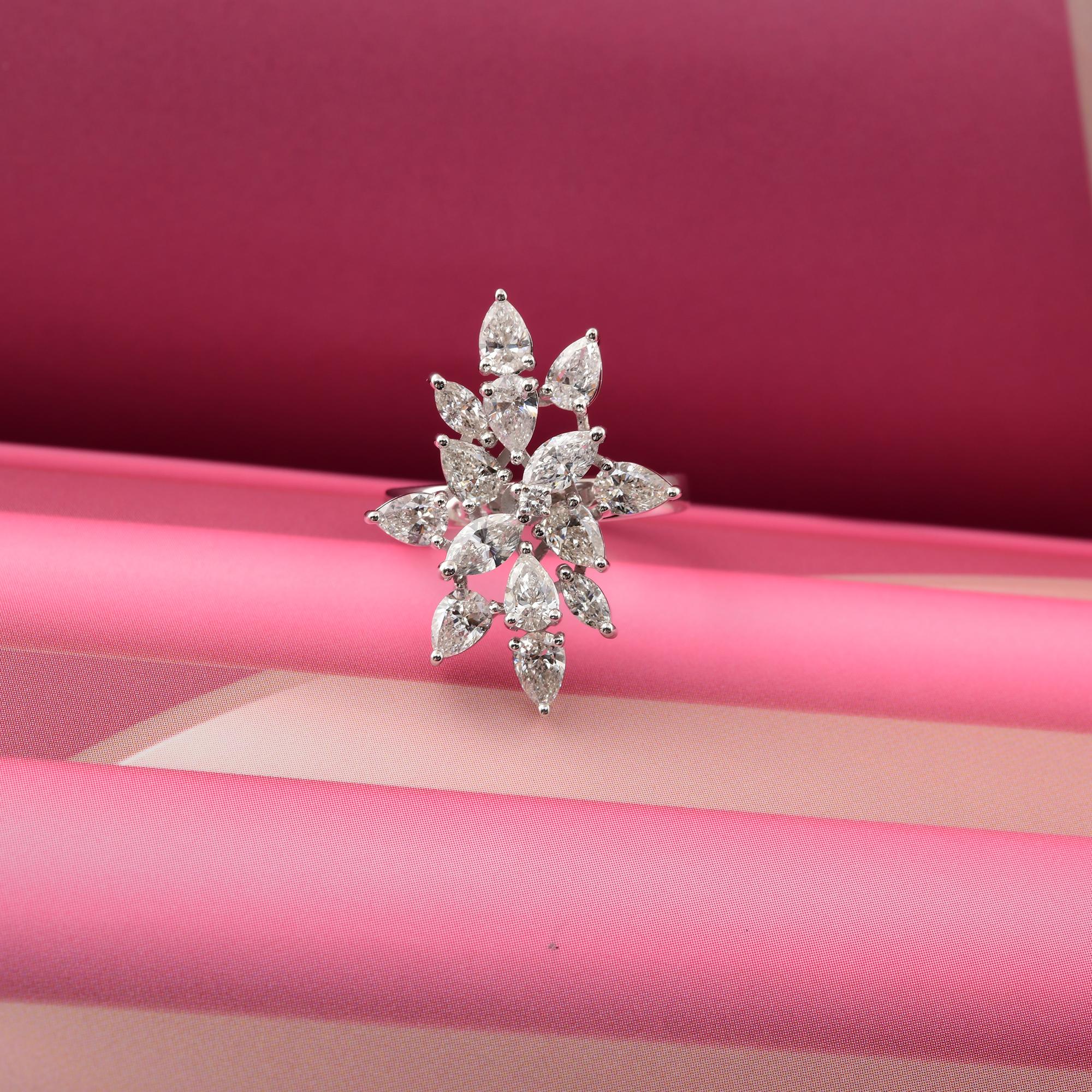 Im Angebot: 2,55 Karat SI/H Marquise Birnenschliff Brillantschliff Diamantring 14 Karat Weißgold () 3