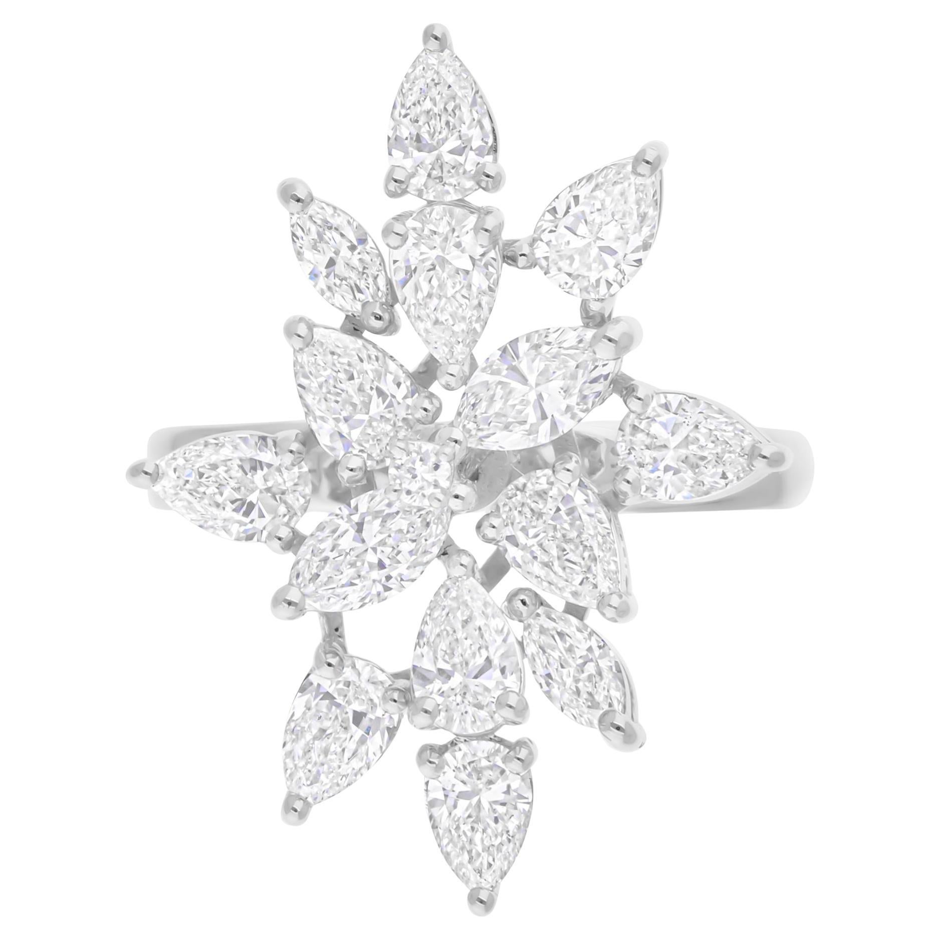 2,55 Karat SI/H Marquise Birnenschliff Brillantschliff Diamantring 14 Karat Weißgold