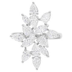 2.55 Carat SI/H Marquise Pear Brilliant Cut Diamond Ring 14 Karat White Gold