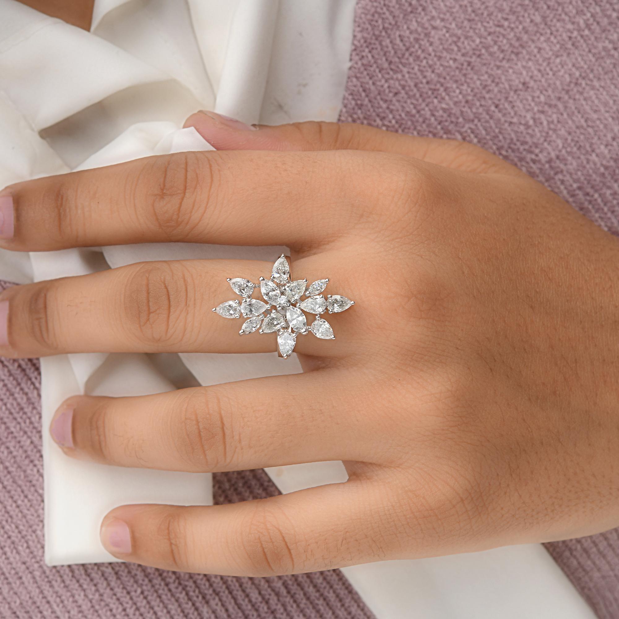 Im Angebot: 2,55 Karat SI/H Marquise Birnenschliff Brillantschliff Diamantring 18 Karat Weißgold () 2