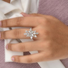 2.55 Carat SI/H Marquise Pear Brilliant Cut Diamond Ring 18 Karat White Gold