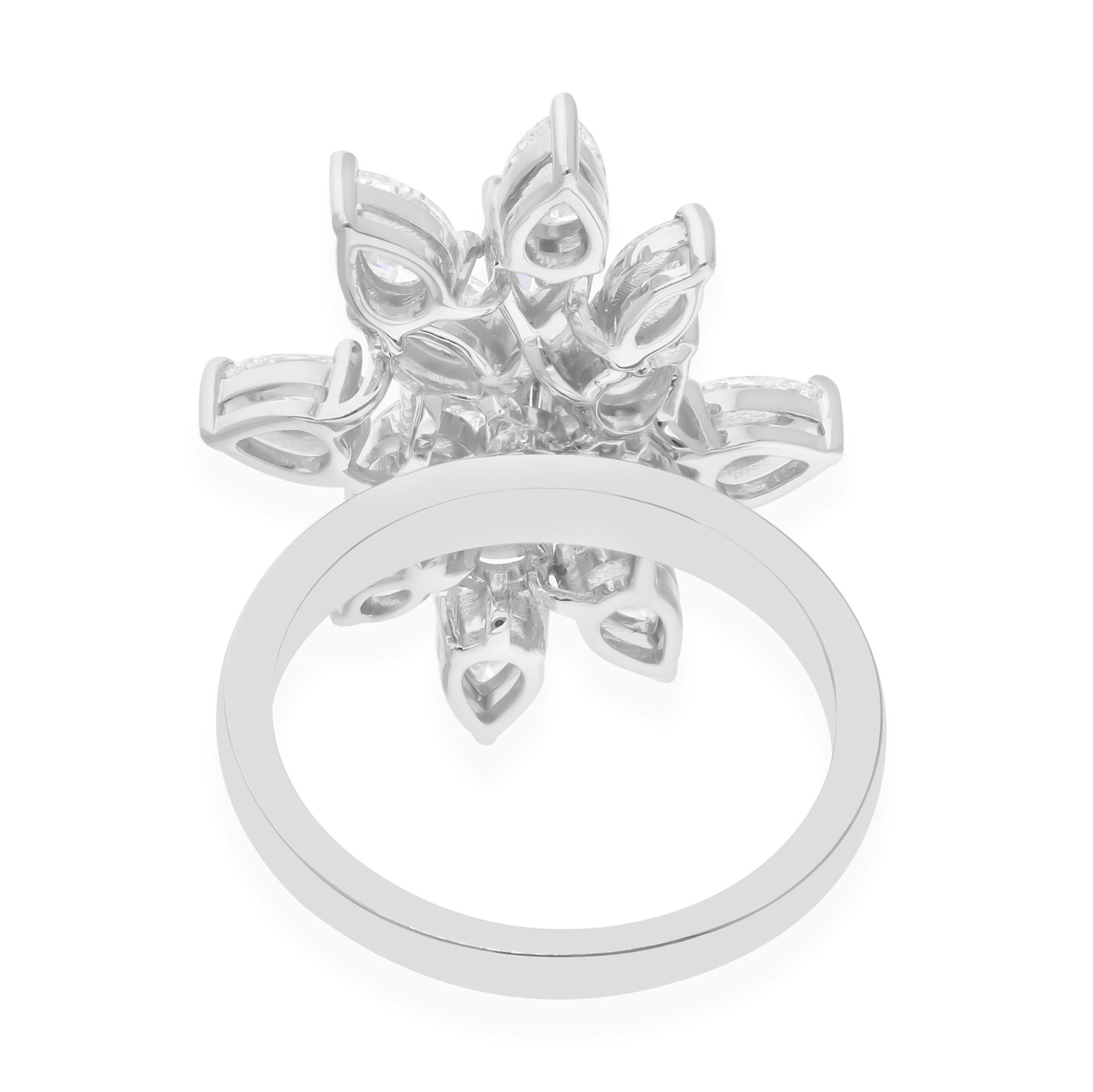 2,55 Karat SI/H Marquise Birnenschliff Brillantschliff Diamantring 18 Karat Weißgold (Tropfenschliff) im Angebot