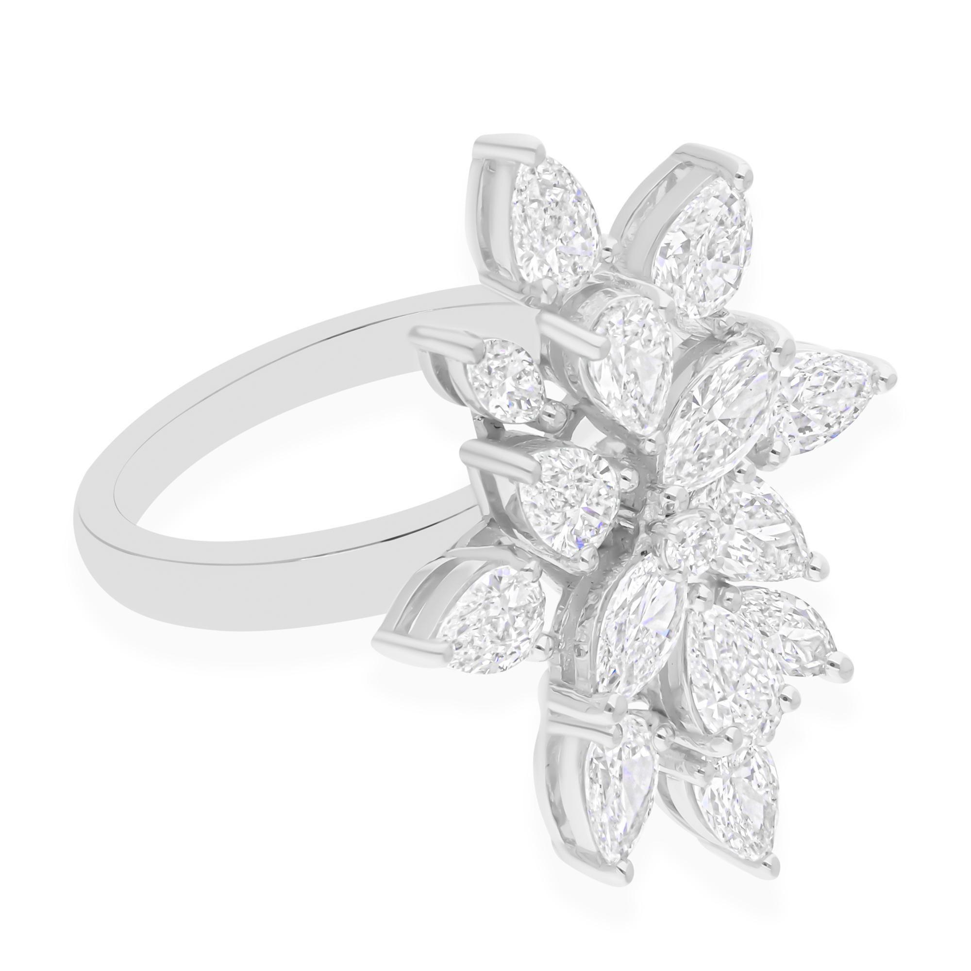 Im Angebot: 2,55 Karat SI/H Marquise Birnenschliff Brillantschliff Diamantring 18 Karat Weißgold () 6