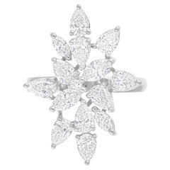 2.55 Carat SI/H Marquise Pear Brilliant Cut Diamond Ring 18 Karat White Gold