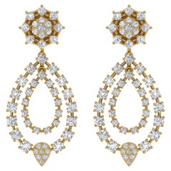 2,55 Carati SI/H Orecchini di diamanti rotondi con taglio Brillian 14 Karat Yellow Gold Gioielli