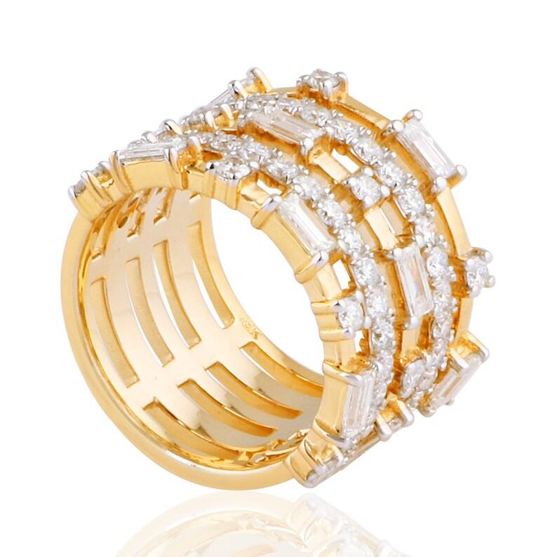 Bague en or 14 carats avec diamants baguettes de 2,55 carats Neuf - En vente à Hoffman Estate, IL