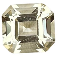 Used 2.55 Carats Light Yellow Loose Scapolite Stone Asscher Cut Tanzanian Gemstone