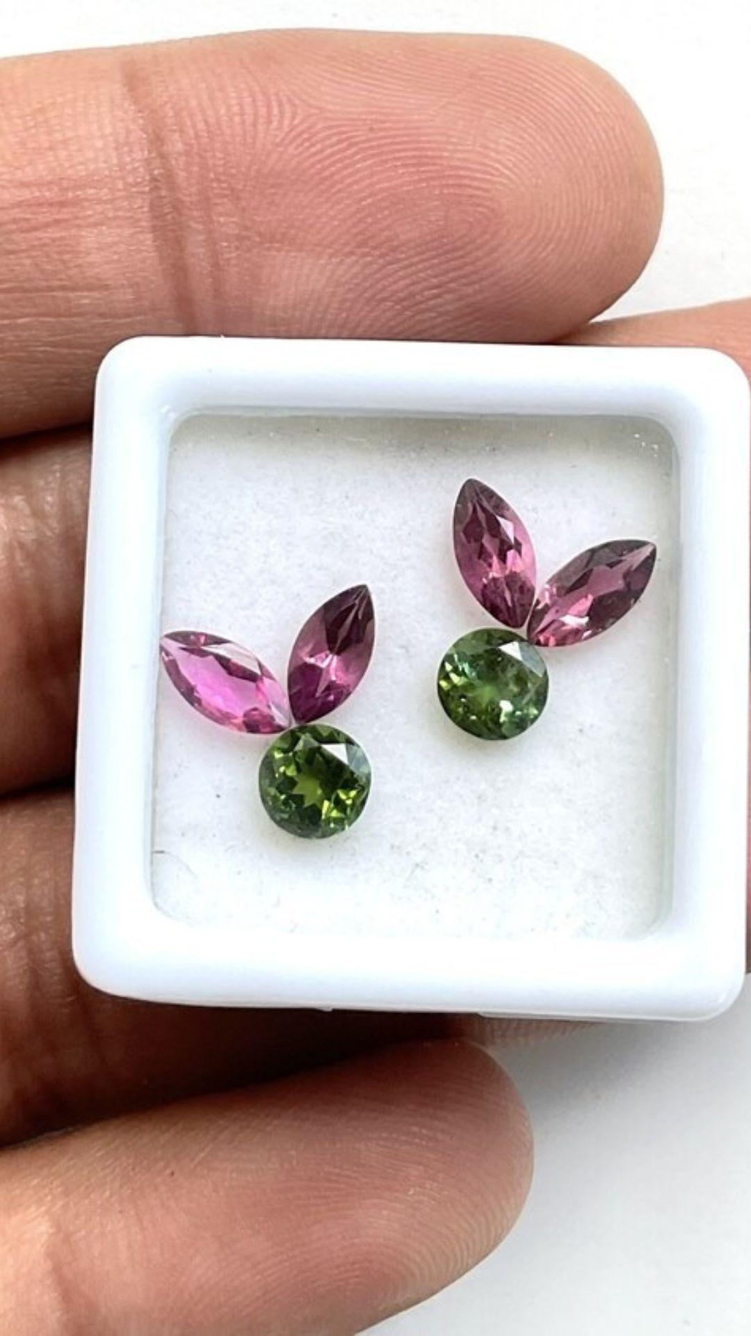 Marquise Cut 2.55 Carats Mix Matched Tourmaline Pair, Green and Pink Tourmaline For Sale