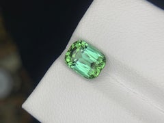 2.55 Carats Natural Bluish Green Tourmaline Cushion Cut (Tourmaline verte bleuâtre taille coussin)