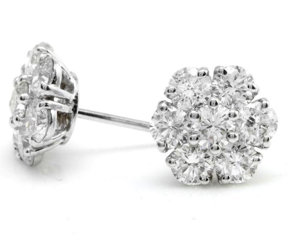 2.55 Carats Natural Diamond 14K Solid White Gold Stud Earrings

Amazing looking piece!

Total Natural Round Cut Diamonds Weight: 2.55 Carats (both earrings) SI1-SI2 / G-H

Diameter of the Earring is: 10.15mm

Total Earrings Weight is: 2.6
