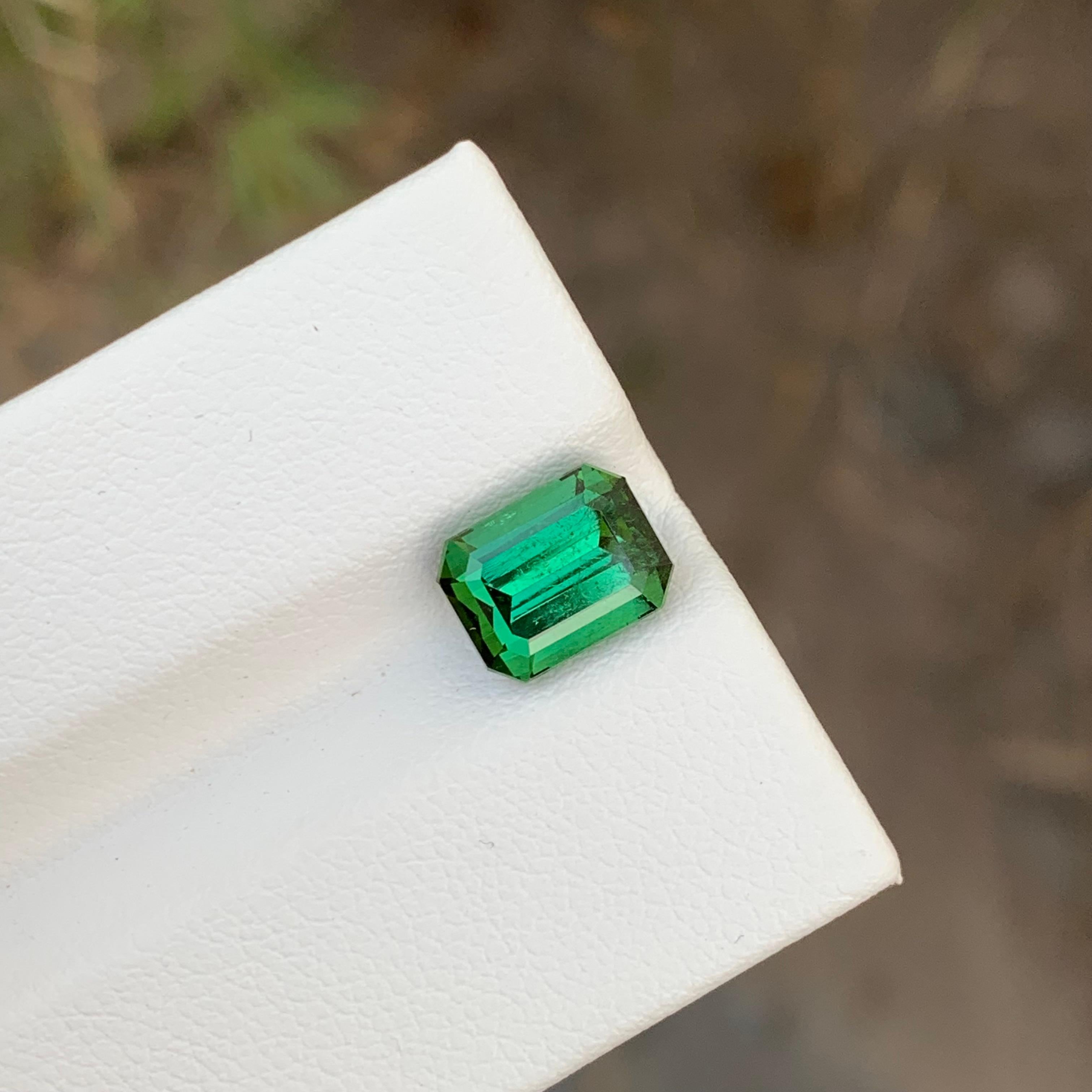 Emerald Cut 2.55 Carats Natural Loose Emerald Shape Green Tourmaline Gem For Ring  For Sale