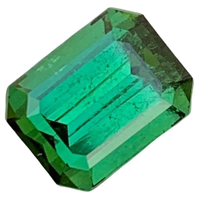 2.55 Carats Natural Loose Emerald Shape Green Tourmaline Gem For Ring  For Sale