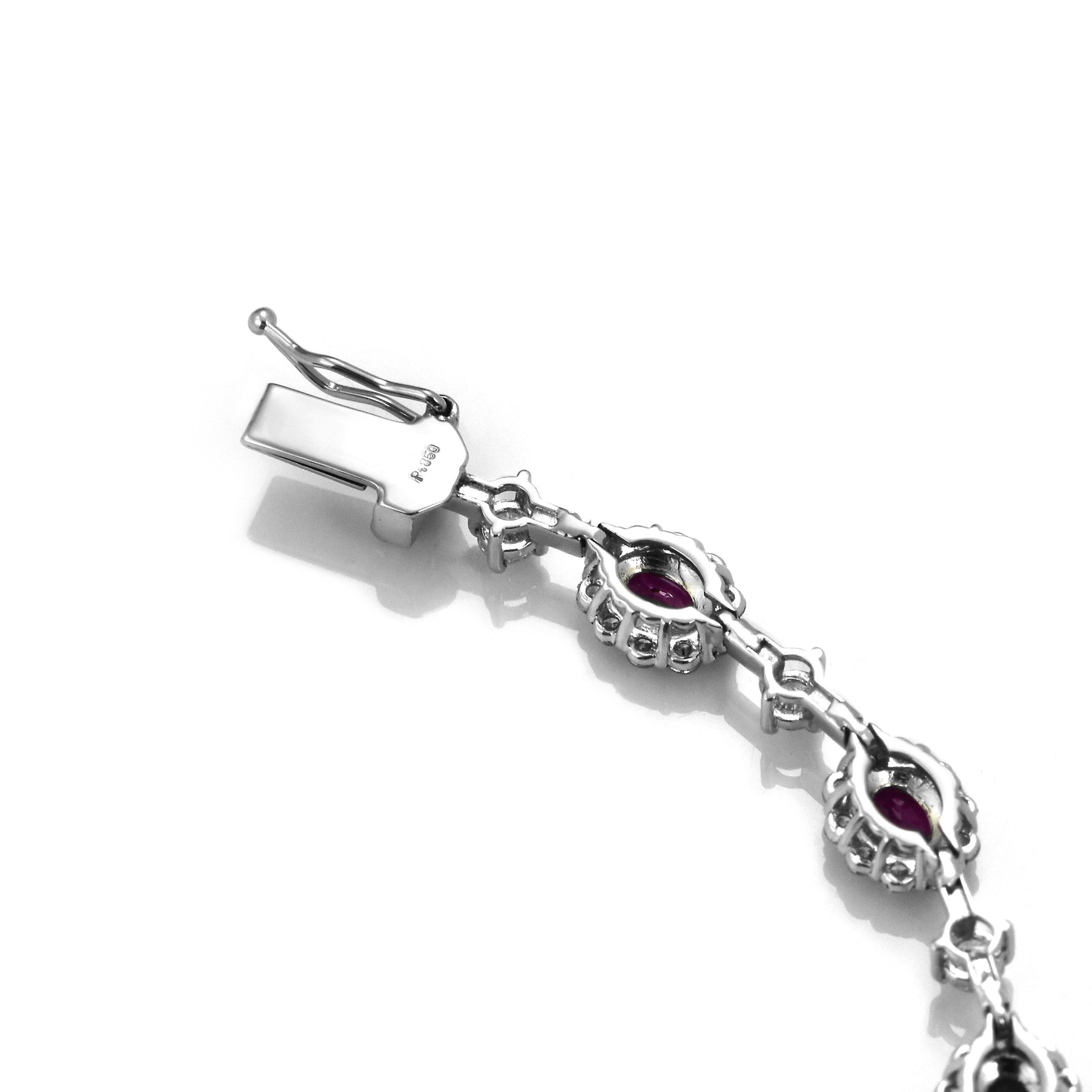 2.55 Karat Unerhitzte Rubine & Diamanten Tennis-Armband aus Platin Damen im Angebot