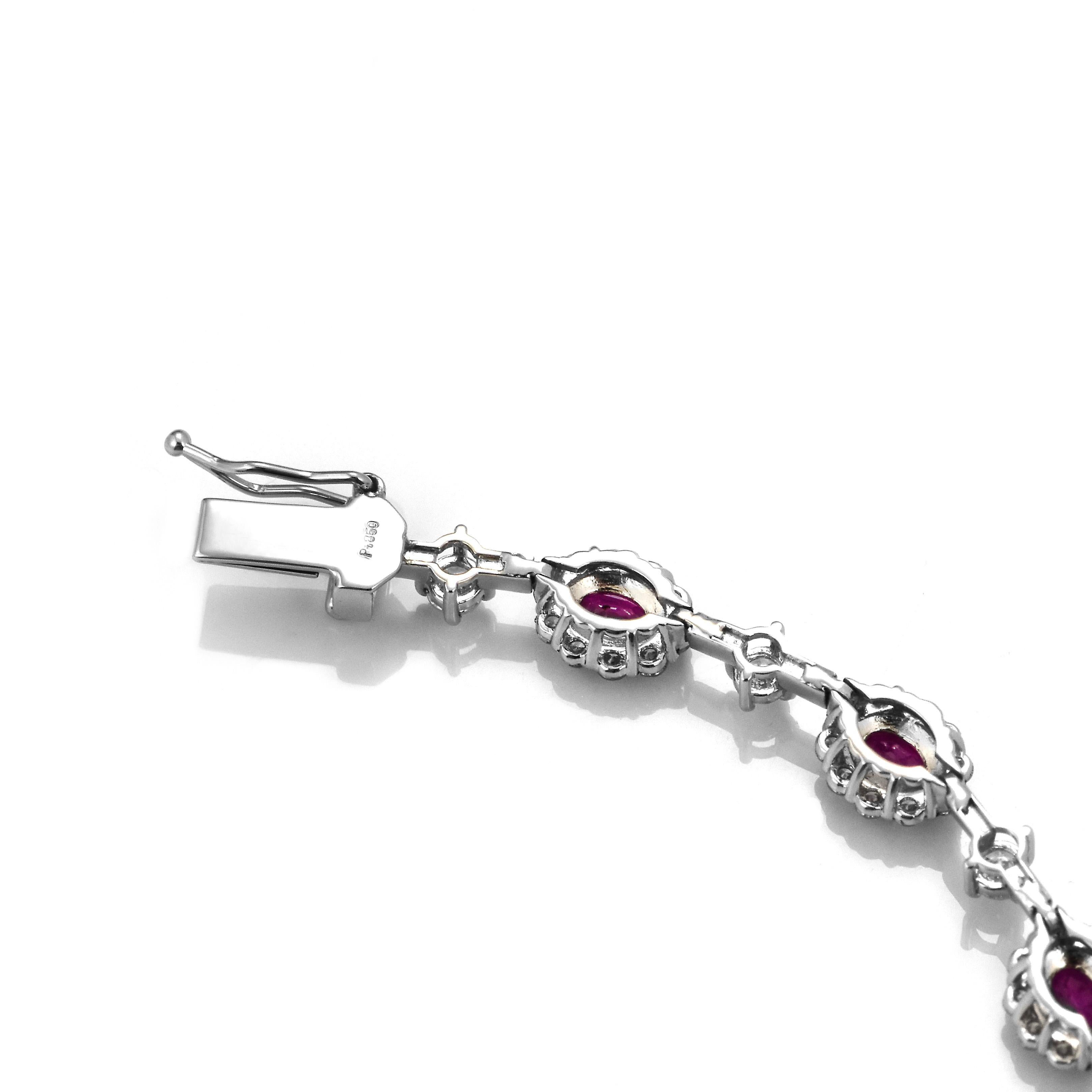 2.55 Karat Unerhitzte Rubine & Diamanten Tennis-Armband aus Platin im Angebot 1