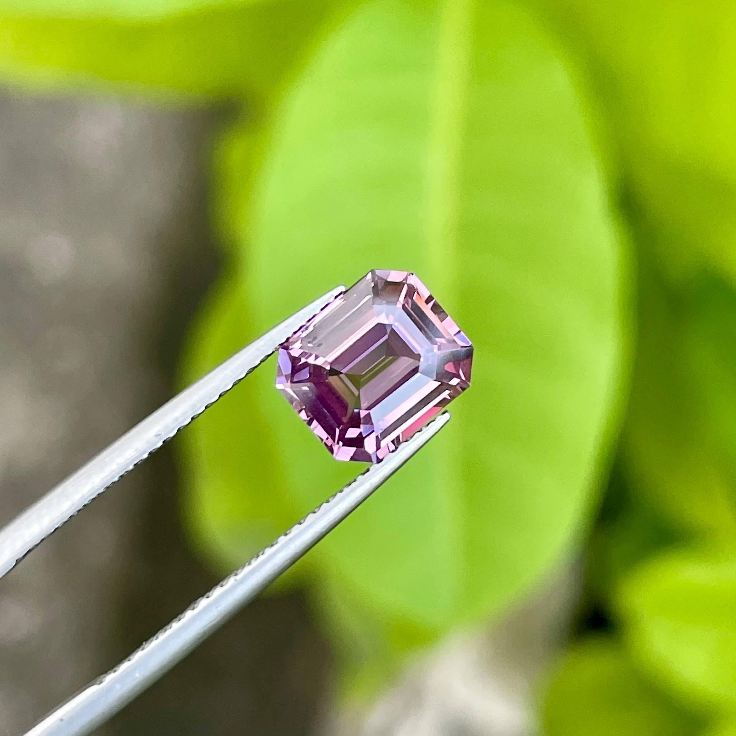 Modern 2.55 carats Pink Loose Spinel Stone Emerald Cut Natural Brumes Gemstone For Sale