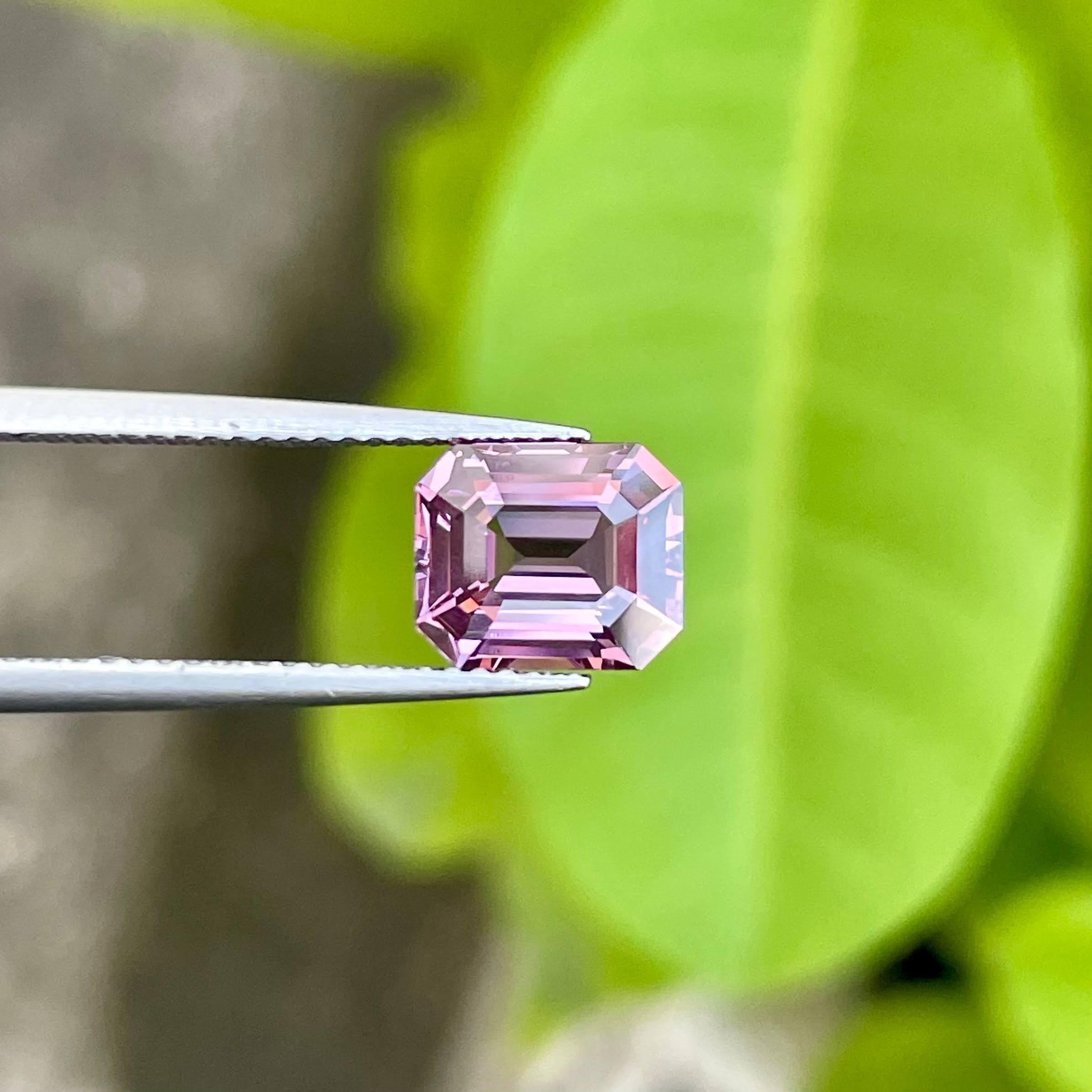 Women's or Men's 2.55 carats Pink Loose Spinel Stone Emerald Cut Natural Brumes Gemstone For Sale
