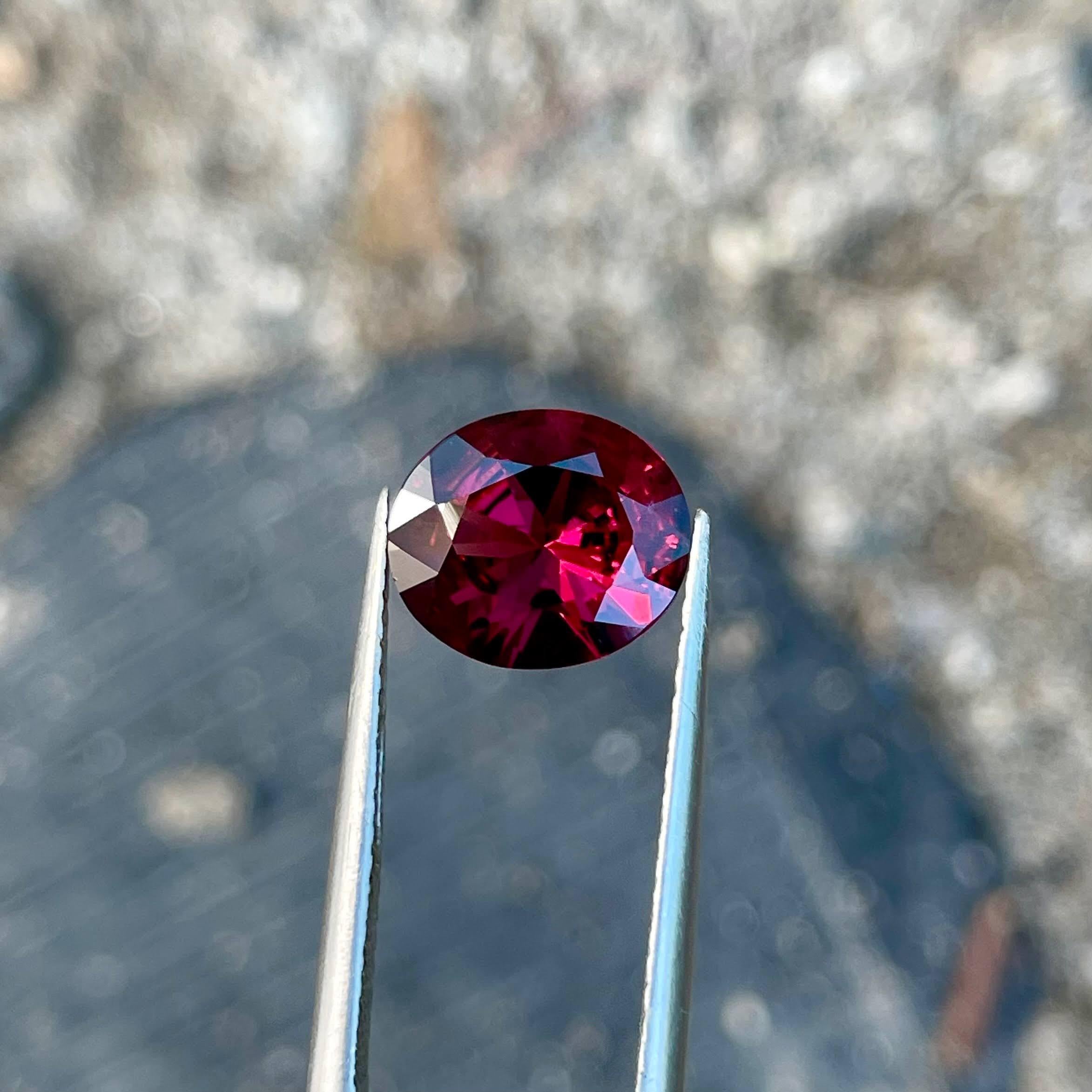 Weight 2.55 carats 
Dimensions 9.6x8.2x4.6 mm
Treatment none 
Origin Tanzania 
Clarity VVS
Shape oval 
Cut Custom Precision 




The 2.55 carat Reddish Garnet Stone, meticulously crafted into an Oval Cut, emanates the fiery allure of natural