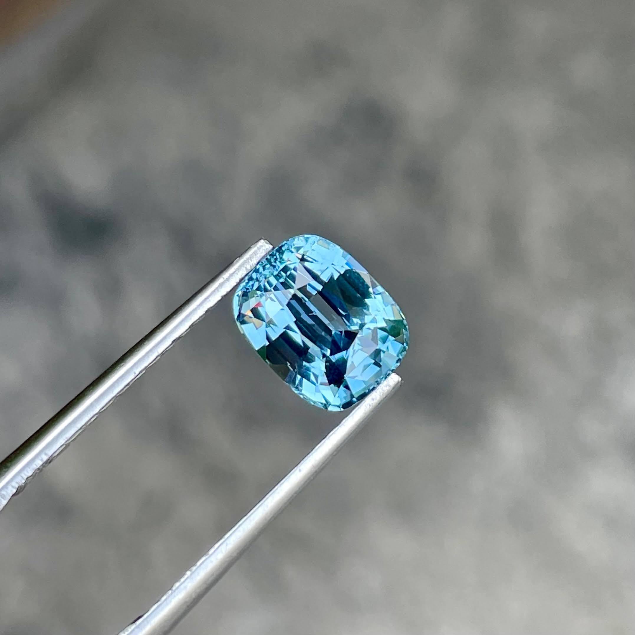 Women's or Men's 2.55 Carats Vivid Blue Loose Spinel Stone Cushion Cut Natural Tanzanian Gemstone For Sale