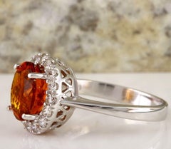 2.55 Ct Exquisite Natural Madeira Citrine and Diamond 14K Solid White Gold Ring
