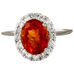 2.55 Ct Exquisite Natural Madeira Citrine and Diamond 14K Solid White Gold Ring